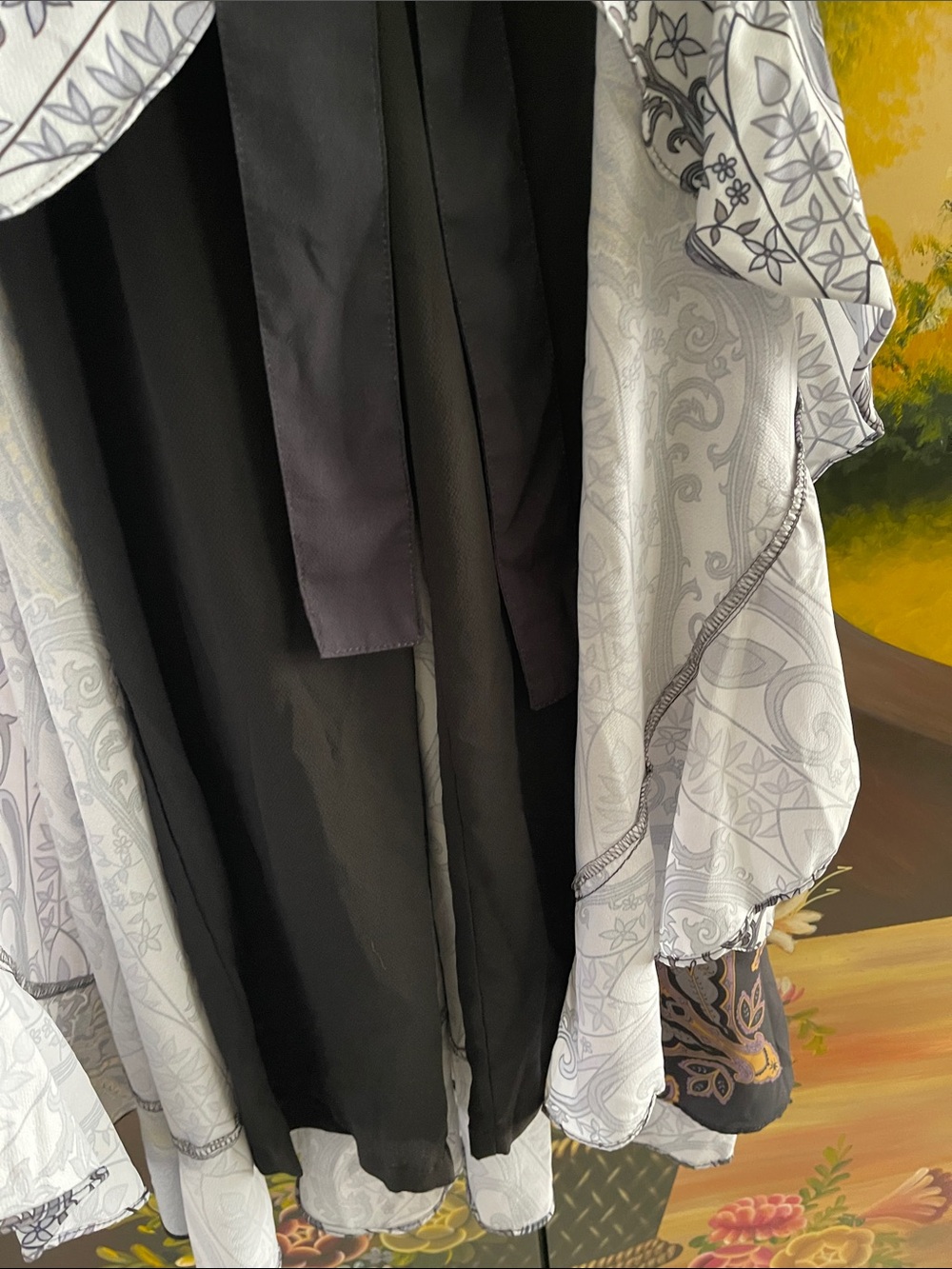 Black Layered Ruffle Maxi Skirt with Paisley Trim - Picture 4 of 6